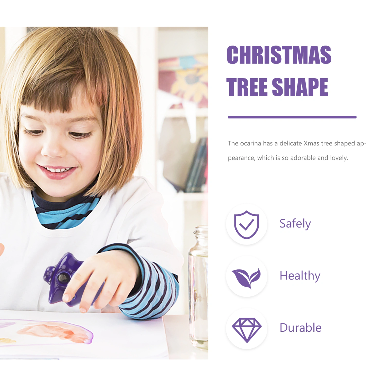  Beginner Ocarina Musical Instrument Christmas Tree Shape 6-hole Ocarina