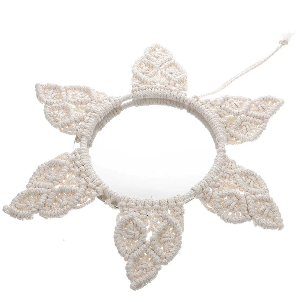 Bohemian Style Mirror Pendant Wall Hanging Decor Cotton Thread Woven Decor