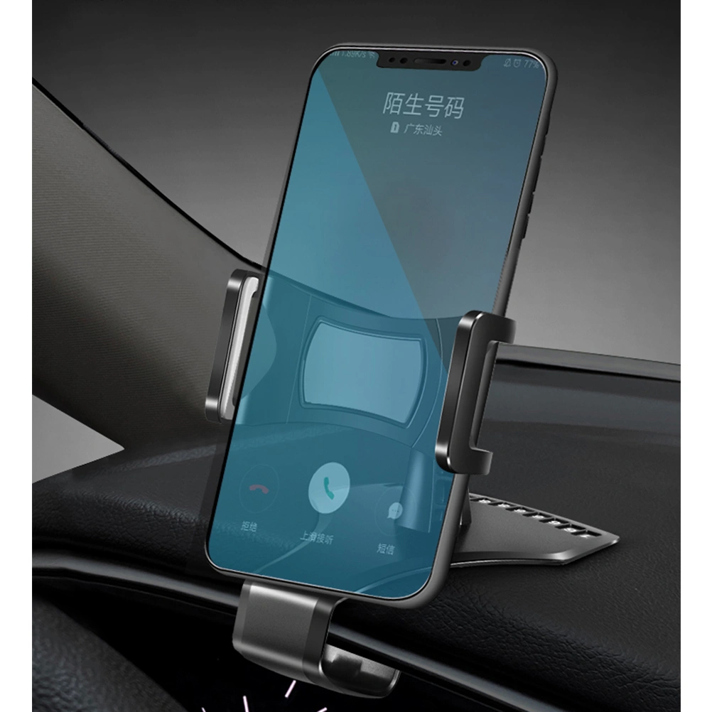 Multipurpose Vehicle Phone Stand 360 Degrees Rotatable Phone Holder Dashboard Phone Clip with Phone Number Sign for Car Use (Black Grey)