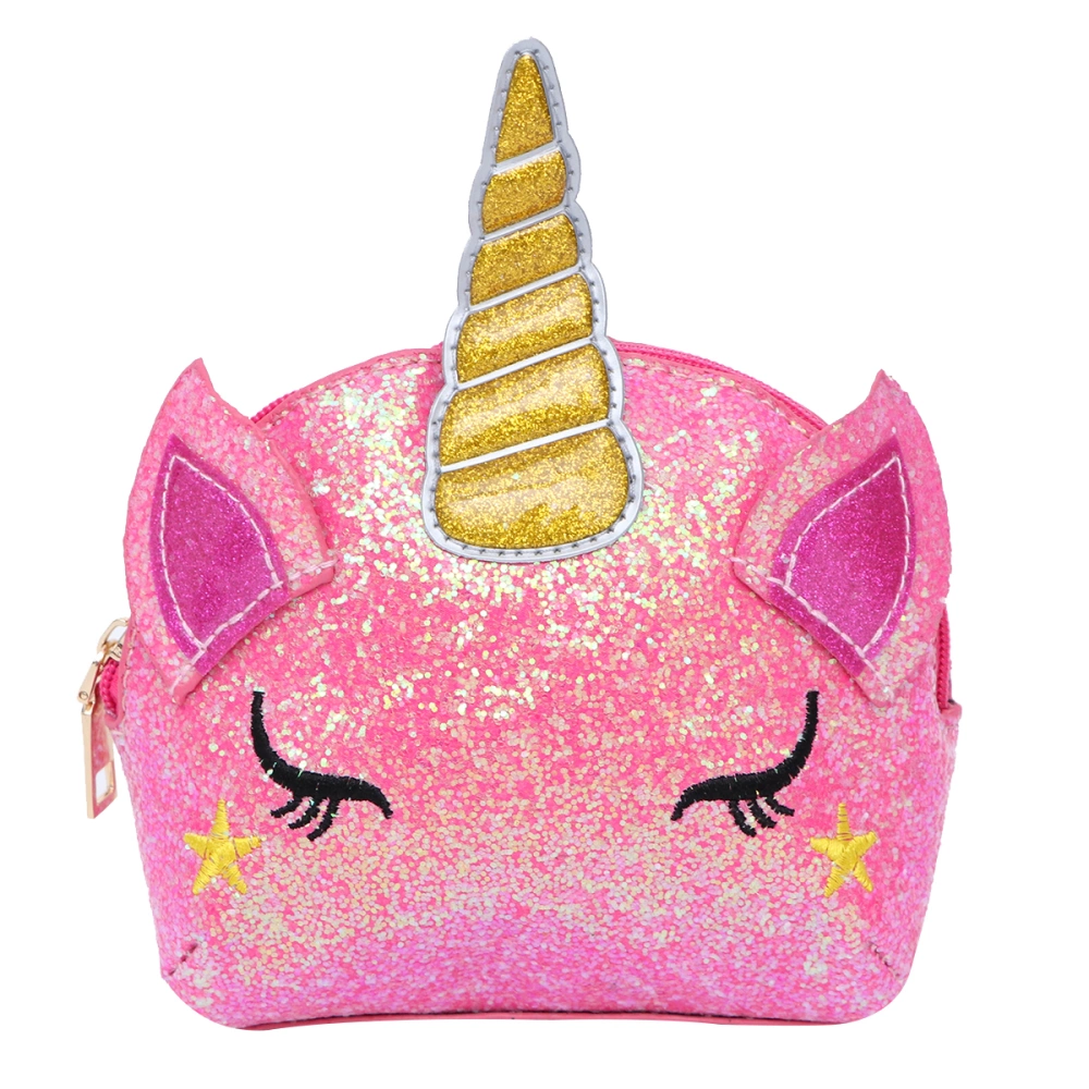 Women Mini Unicorn Shaped Sequins Handbags Girls Casual Chain Messenger Crossbody Purse Shoulder Bag (Pink)