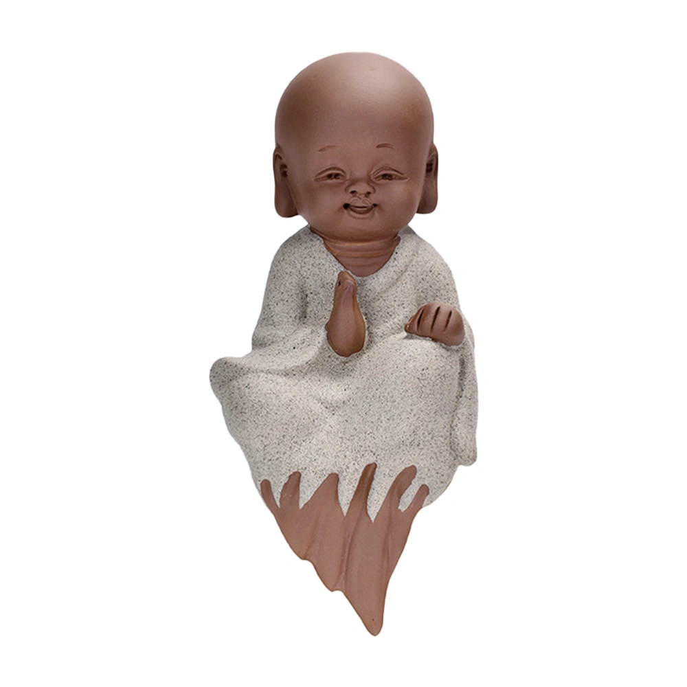 1pc Chinese Style Little Monk Zen Style Ornament Monk Decoration for Home (Grey)