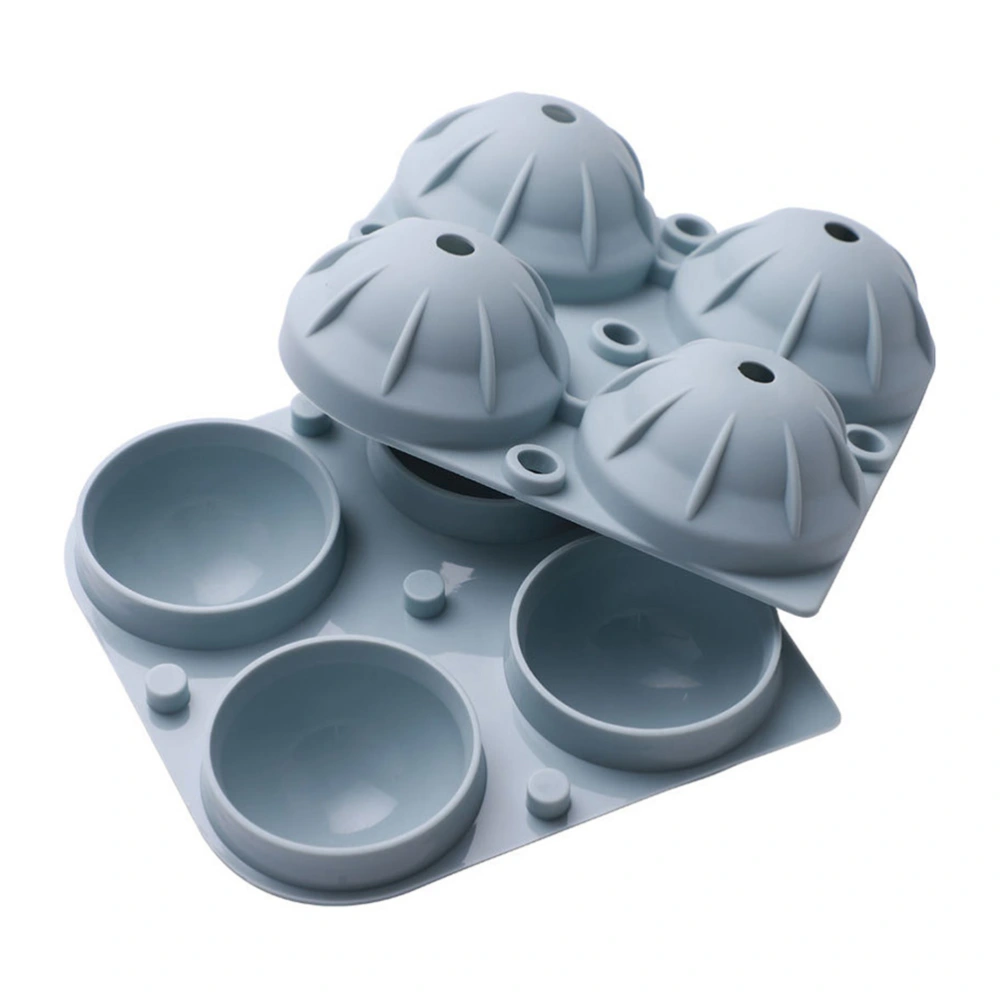 Ice Ball Mold 4 Holes Silicone Ice Ball Trays Ice Ball Maker for Whiskey Cocktail Beverages Chilling Burbon Blue