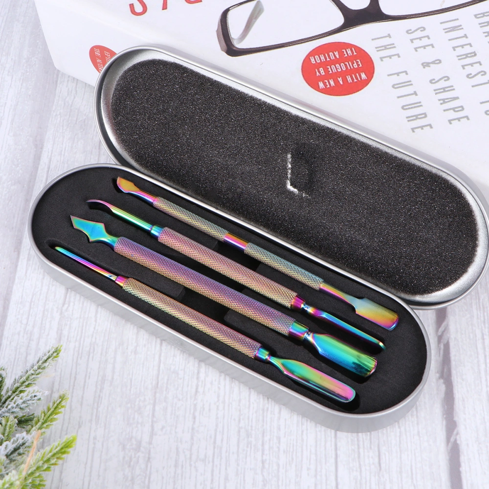 4Pcs Nail Art Pusher Remover Tool Cuticle Pusher Dead Skin Remover Manicure Tools (Colorful)