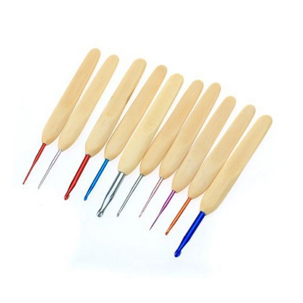 10pcs Bamboo Handle Alumina Head Crochet Hooks Needles Set in Different Sizes (1mm-6mm)