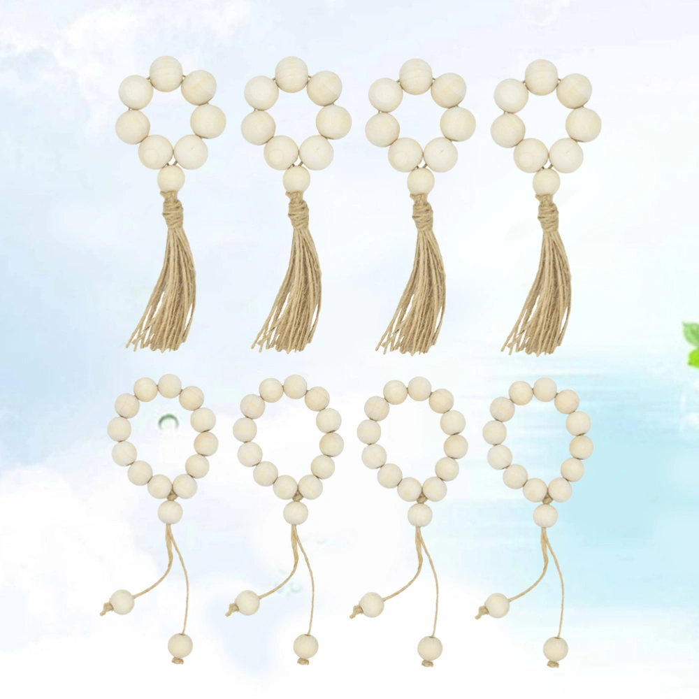 8PCS Natural Wooden Bead Napkin Rings Table Ornament for Weddings Home Decoration (Style 1 and Style 2)