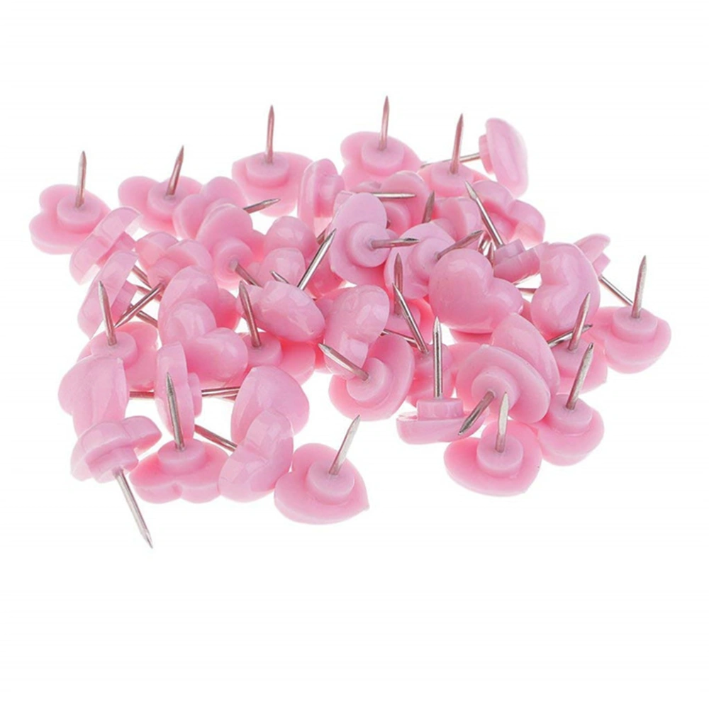 150pcs Heart-shaped Map Pin Small Fresh Round Head Press Nail Color Photos Decorative Wall Nails Assorted Red Pink