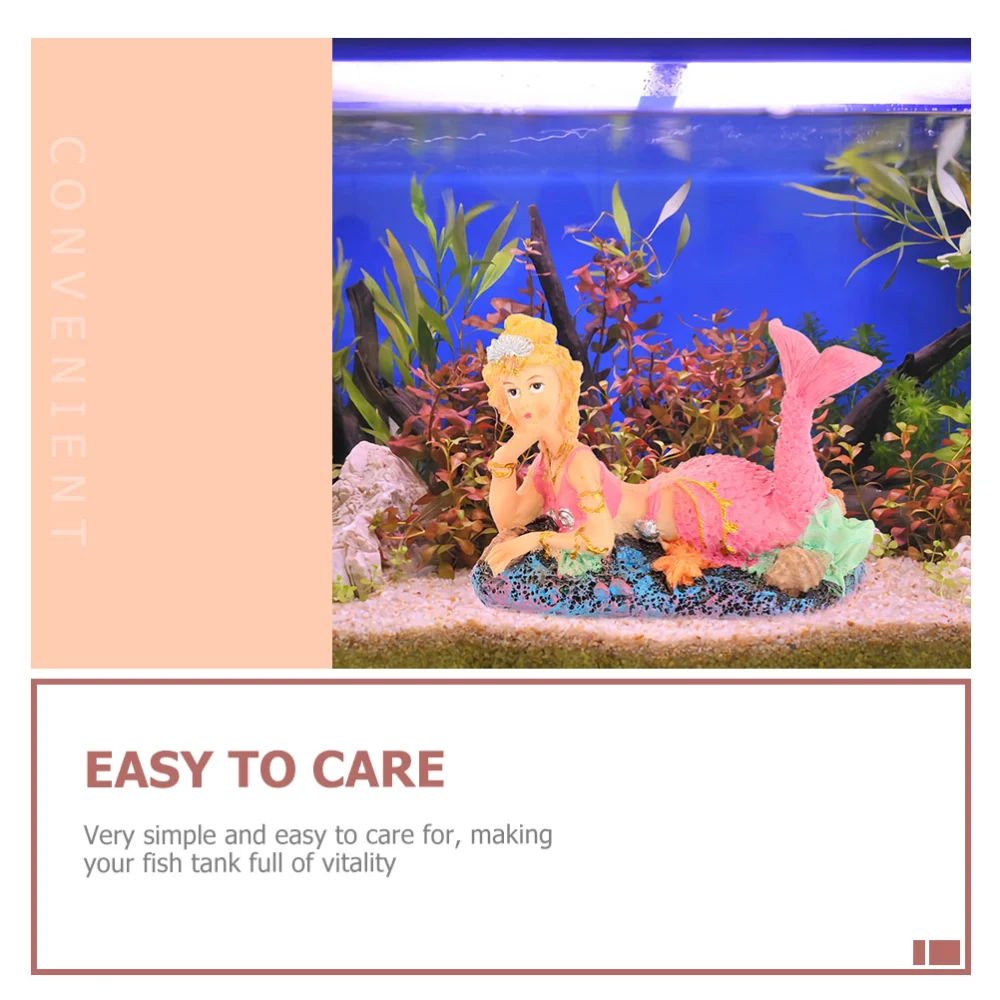 Mermaid Statue Fish Tank Decor Aquarium Landscaping Decor Resin Mermaid Model Decor