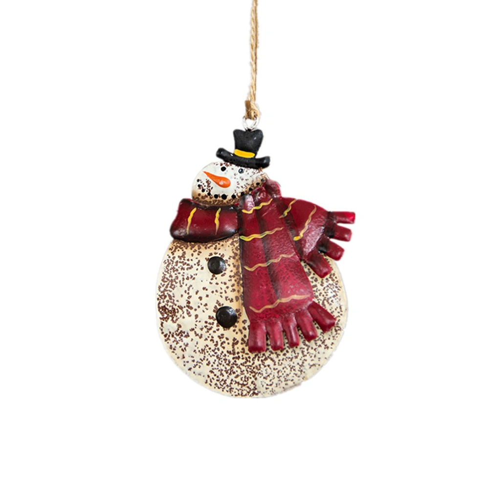 2PCS Christmas Decorative Pendants Iron Art Hanging Ornament Vintage Christmas Pendant Metal Santa Claus Snowman Pendant Delicate Christmas Tree Hanging Decor for Home Mall Decor Snowman Style