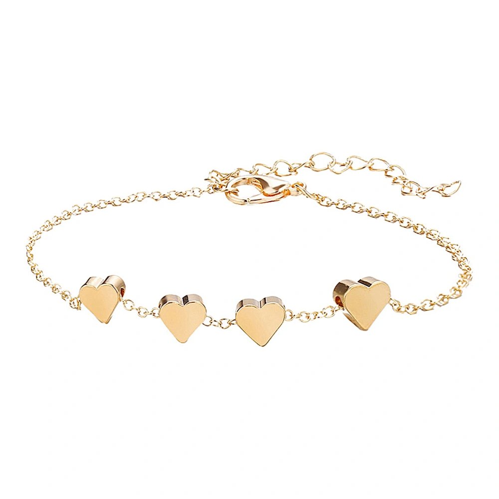 1Pc Fashion and Creative Alloy Heart Bracelet Creative Retro Simple Bracelet(Golden)