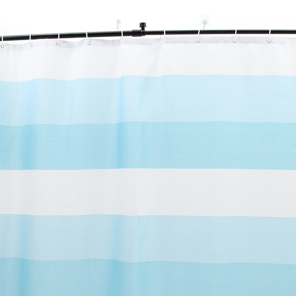 1 Set of Waterproof Bath Curtain Kit Waffle Shower Curtain Kit with Hooks
