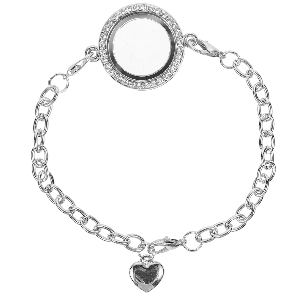 Crystal Living Memory Locket Bracelet Jewelry for Floating Charms Gift (White K)