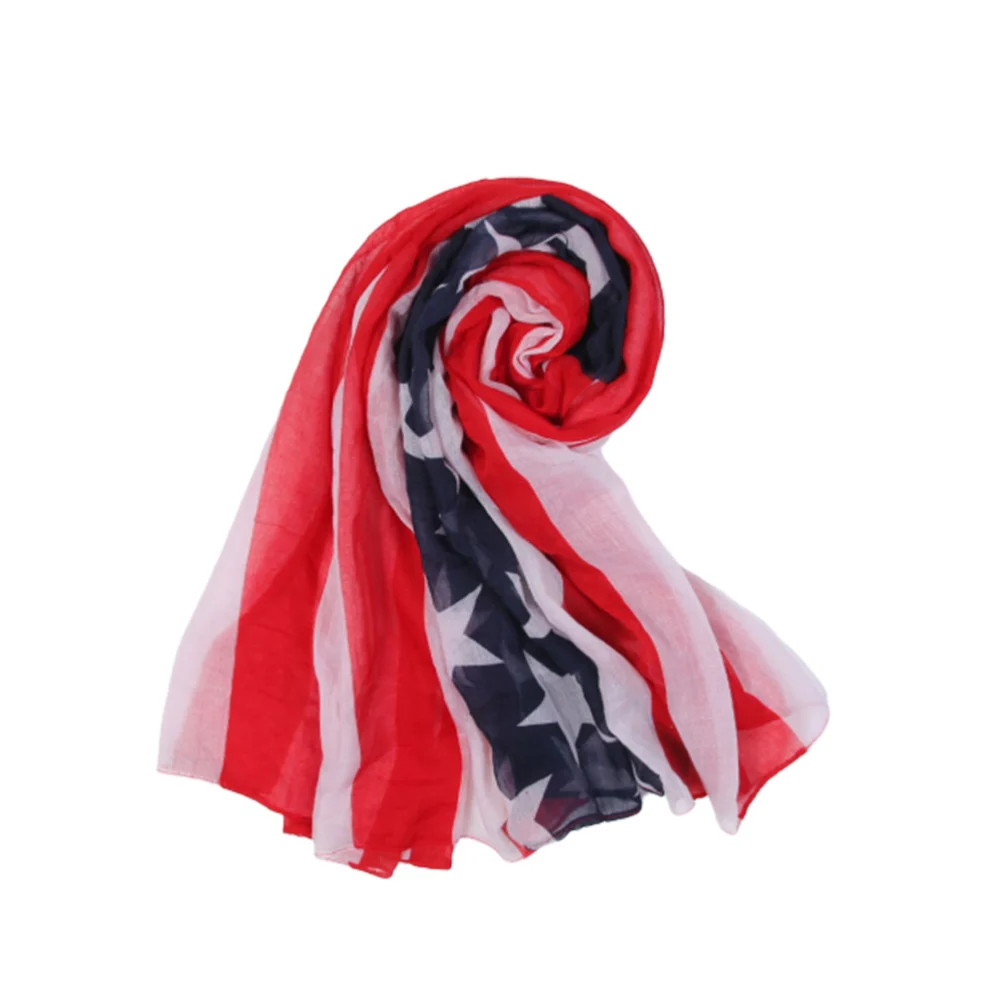 American Flag Printed Scarf Fashion Colorful Shawl Yarn Gift Dress up Costume Accessary Decor