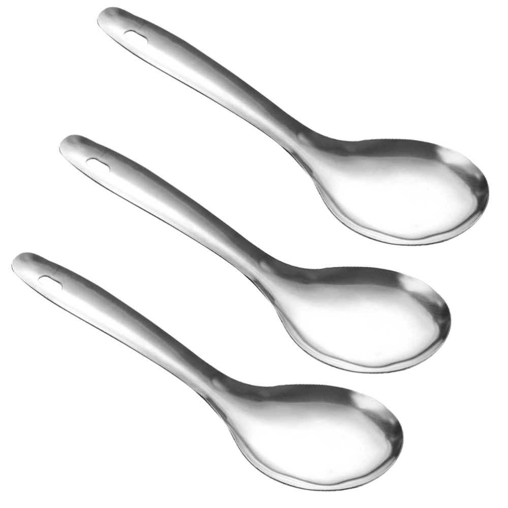 3Pcs Stainless Steel Rice Spoon Simple Spoon Cooking Spoon Kitchen Gadget