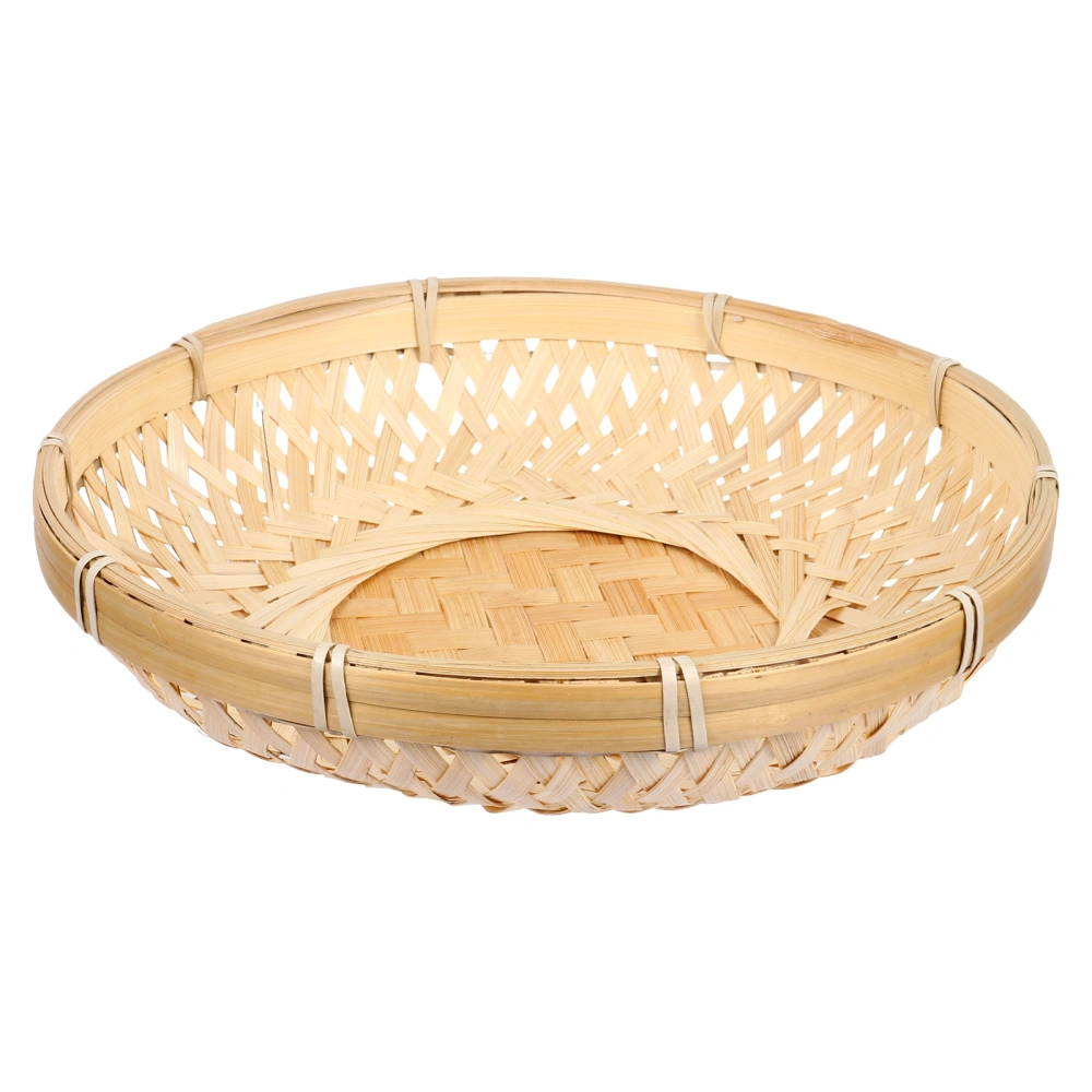 Hand-woven Bamboo Sieve Bamboo Braided Storage Plate Fruit Food Basket (Medium)
