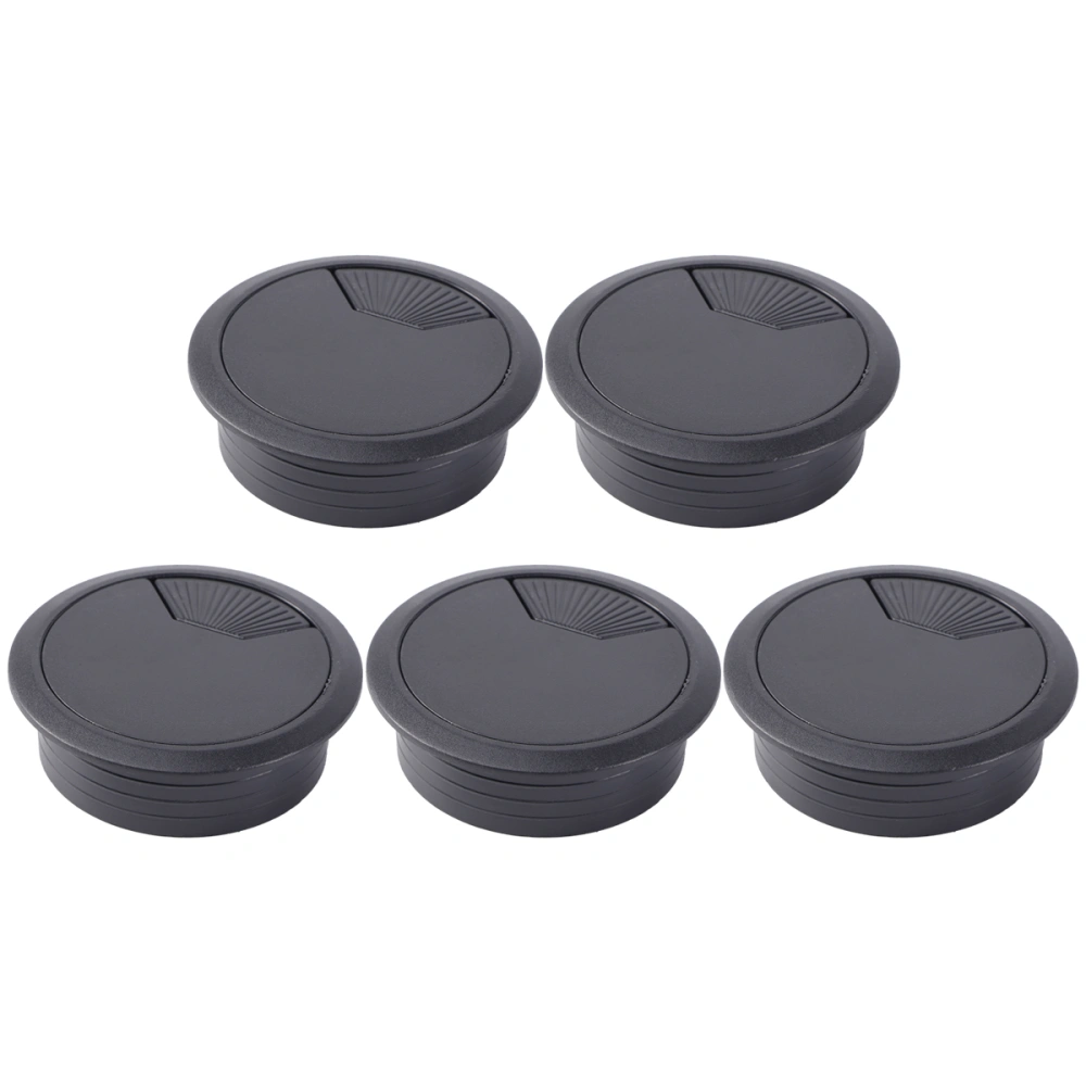 5PCS 60mm Computer Desk Cable Coil Out Hole Covers Desktop Threading Box Wiring Ducts Covers for Home Office (Black)