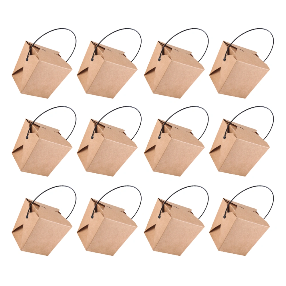 12pcs French Fries Holder Disposable Take-out Baking Box Paper Bag Handheld Paper Bag
