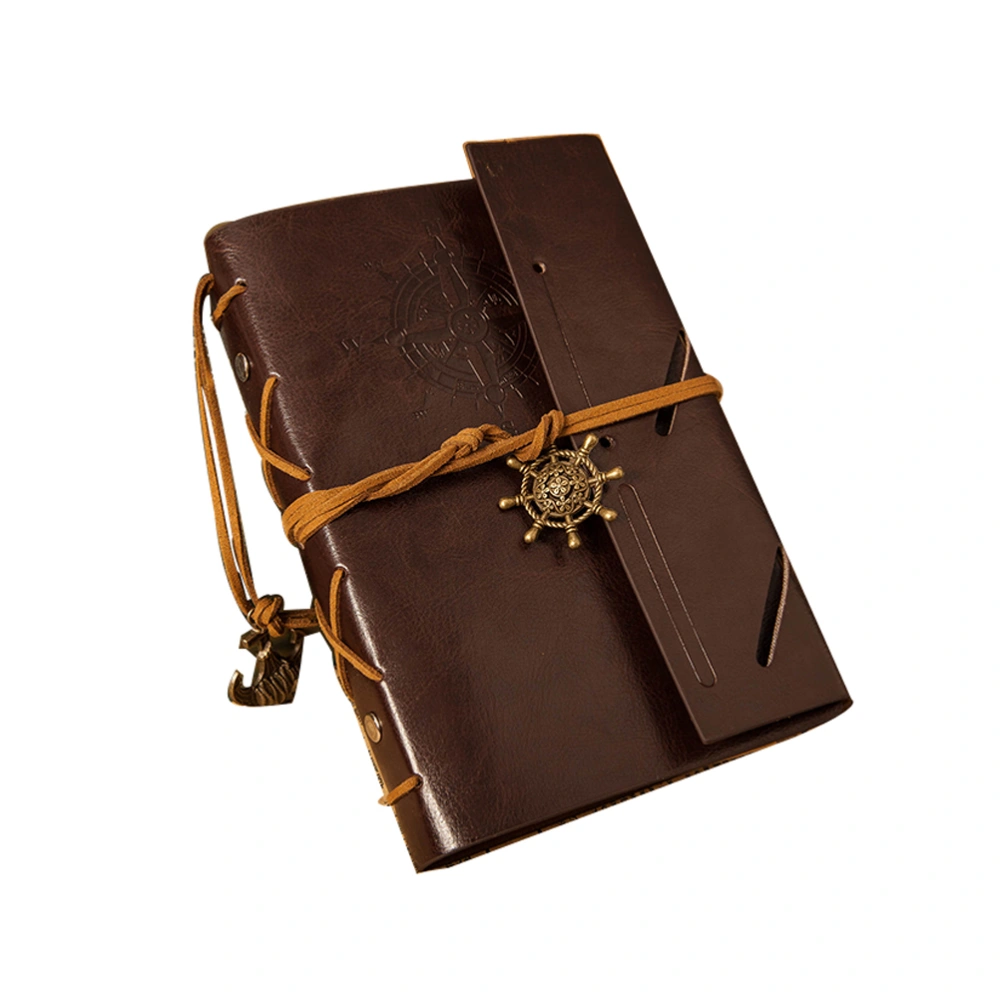 Classic Vintage Style Anchor & Rudder Decorated PU Cover Notebook Travel Diary Sketchbook (Coffee)