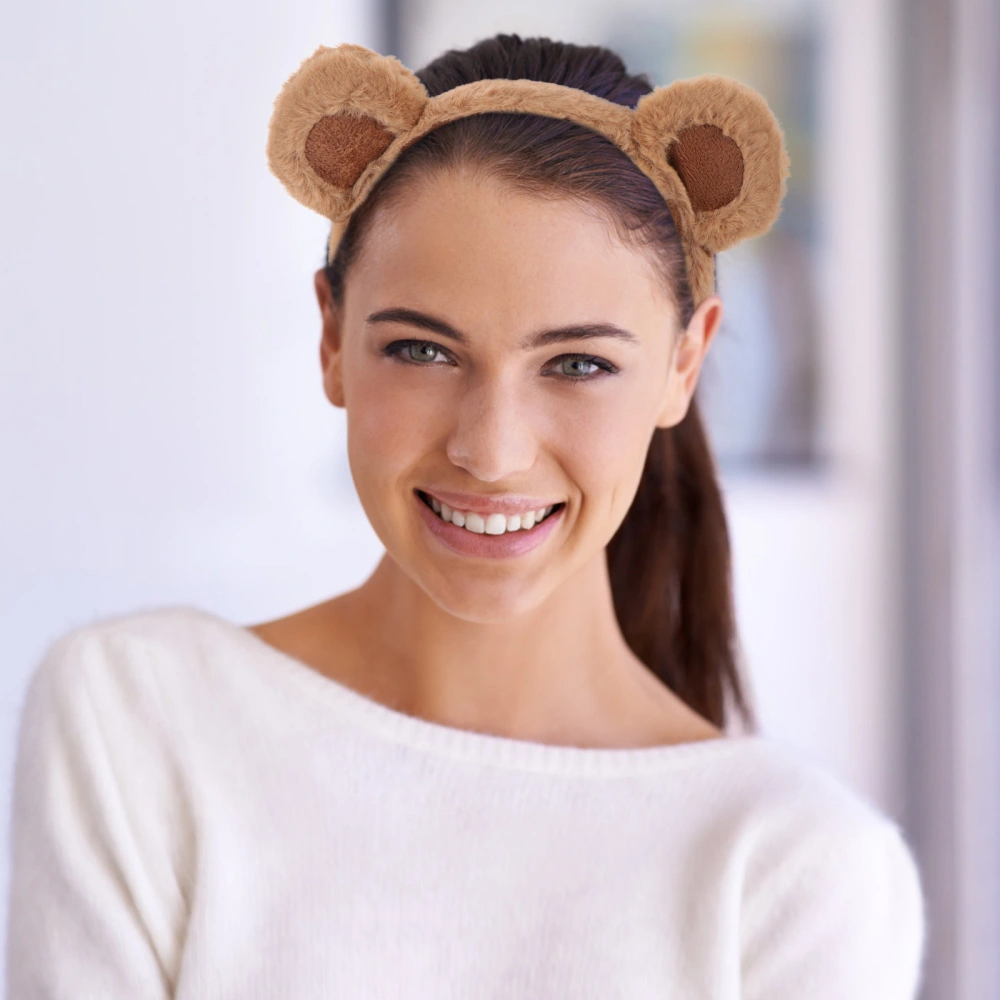 3Pcs Bear Ears Headband Women Girls Headband Cartoon Fluffy Headband Party Cosplay Headband Decor