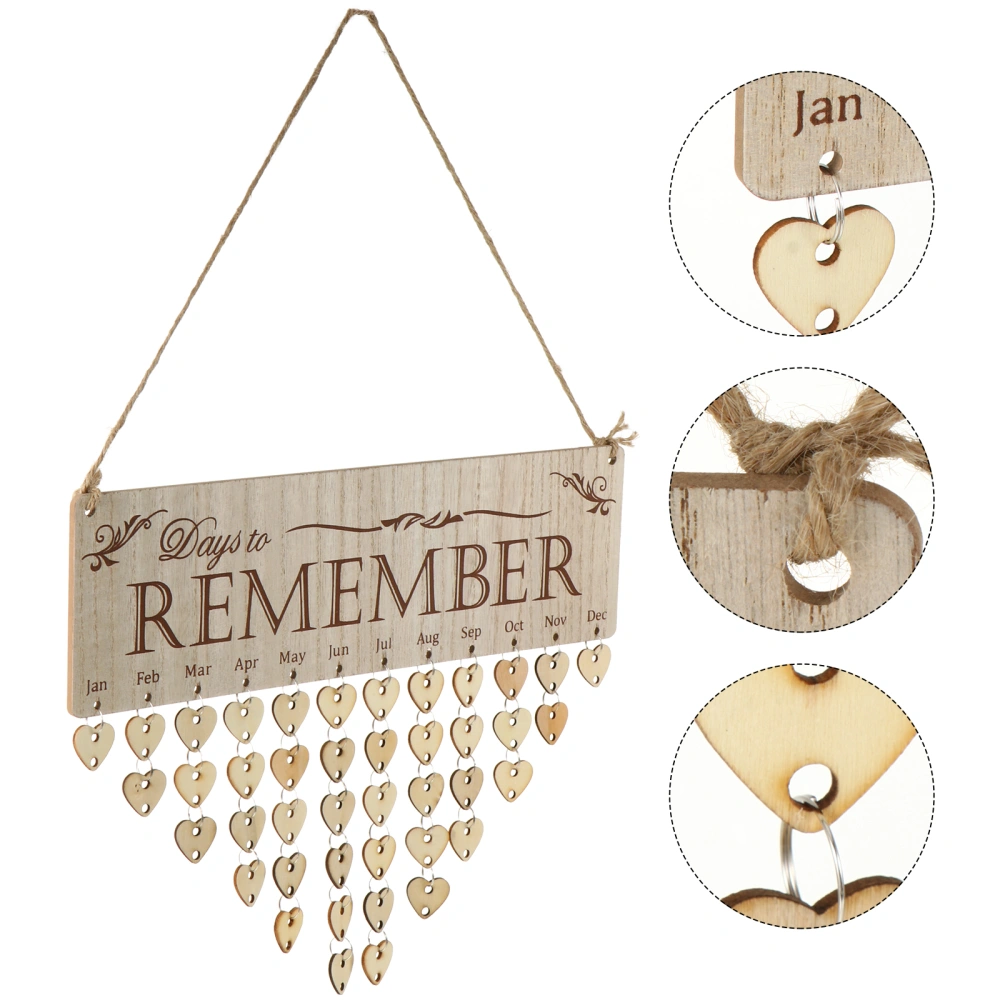 1 Set Wooden Slices with Holes DIY Family Birthday Calendar Recording Plaque