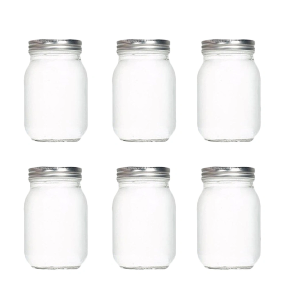 6 Pcs Transparent Glass Bottles Dried Fruit Storage Jars Sealed Jam Jars (500ml)