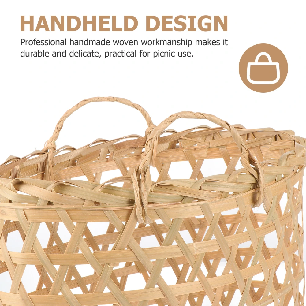 1Pc Portable Woven Picnic Basket Practical Sundry Storage Basket with Handle