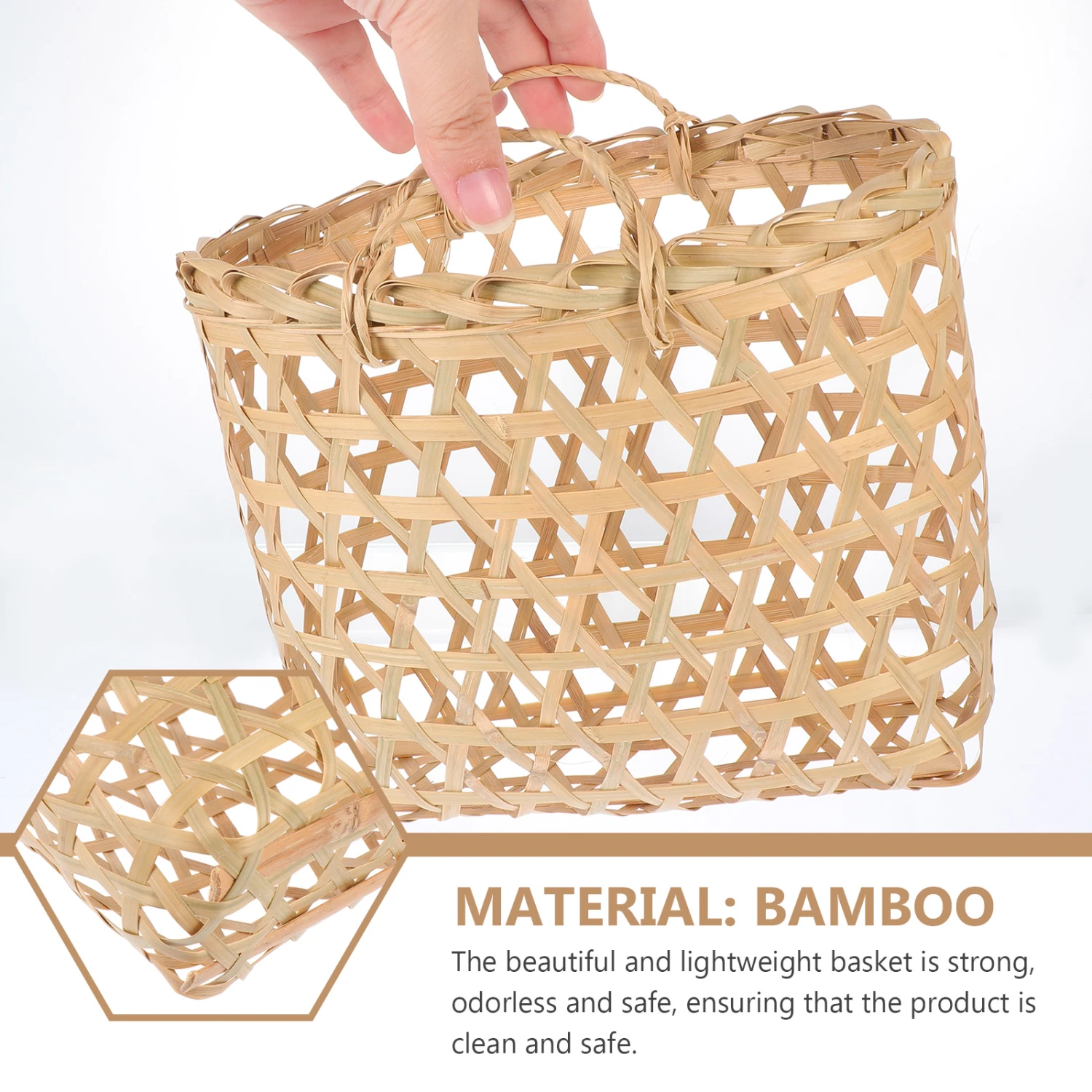 1Pc Portable Woven Picnic Basket Practical Sundry Storage Basket with Handle
