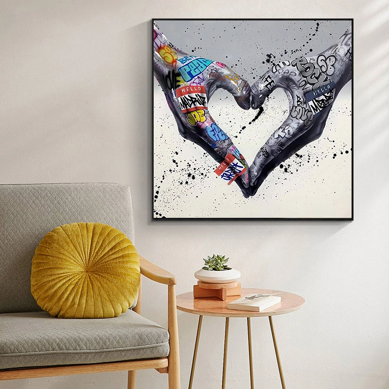 Colorful Graffiti Love Gesture Home Canvas Painting Core