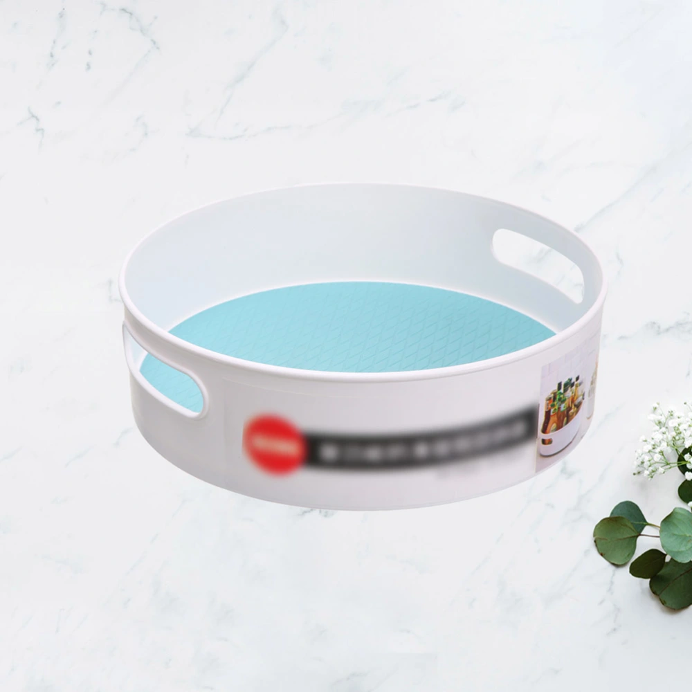 Rotate Desktop Rotary Tray Fruit Storage Container Cruets Storage Box for Sundries Kitchen Table (Sky-blue Large Size)