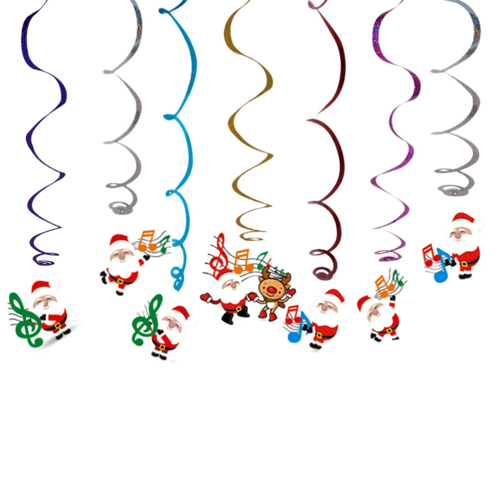 Christmas Hanging Swirl Ceiling Pendant Colorful Santa Claus Spiral Streamers Hanging Music Note Pendant Whirls Christmas Party Decorations Layout Props