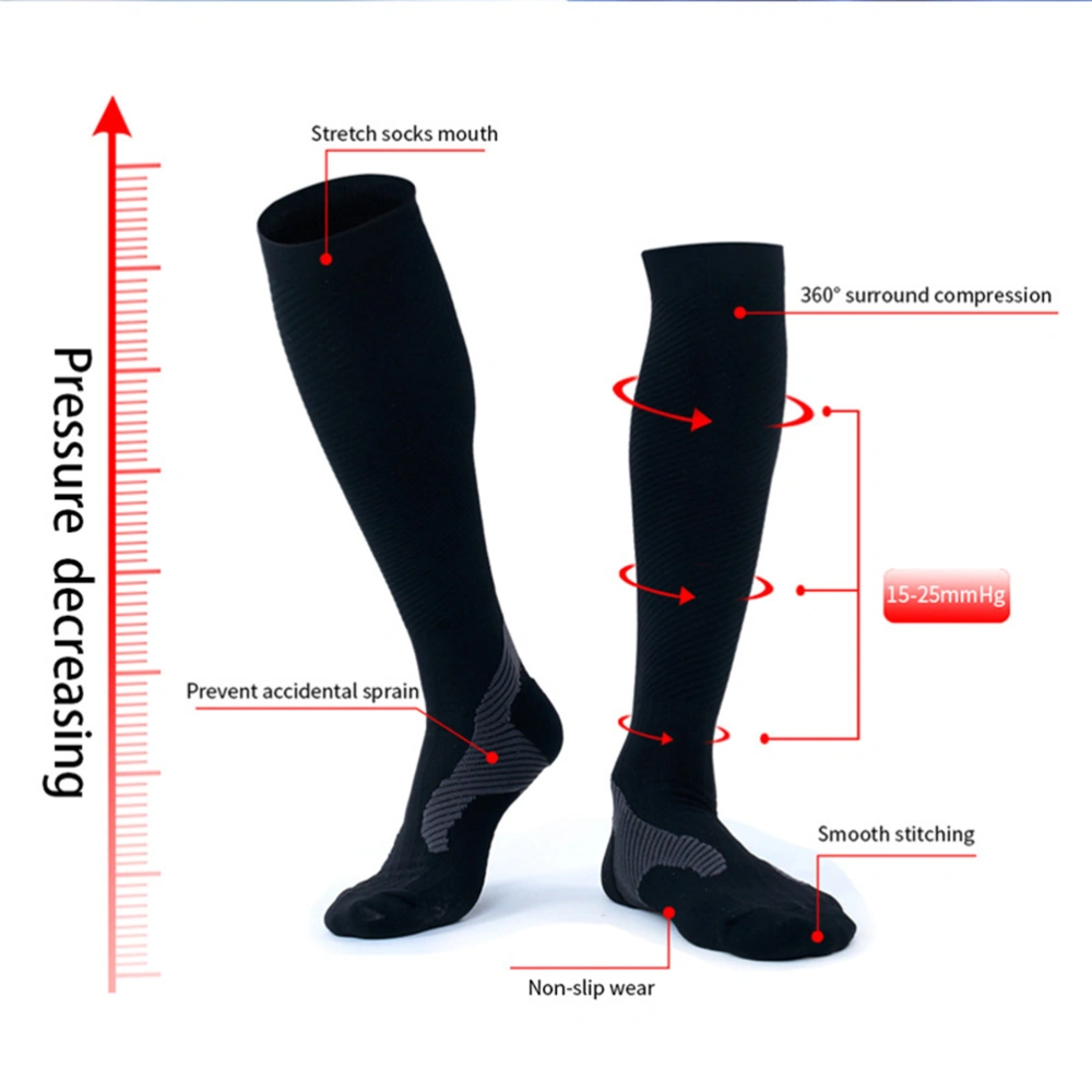 Breathable Warm Ski Stocking Sweat Absorption Comfortable Long Tube Socks for Fitness Running Sports Skiing（Black)