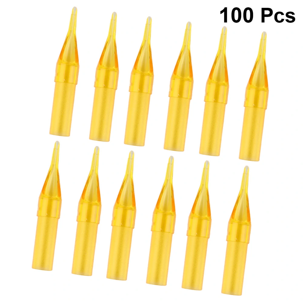100Pcs Disposable Sterile Needles Round Liner and 3RT Disposable Nozzle Tip Mouth