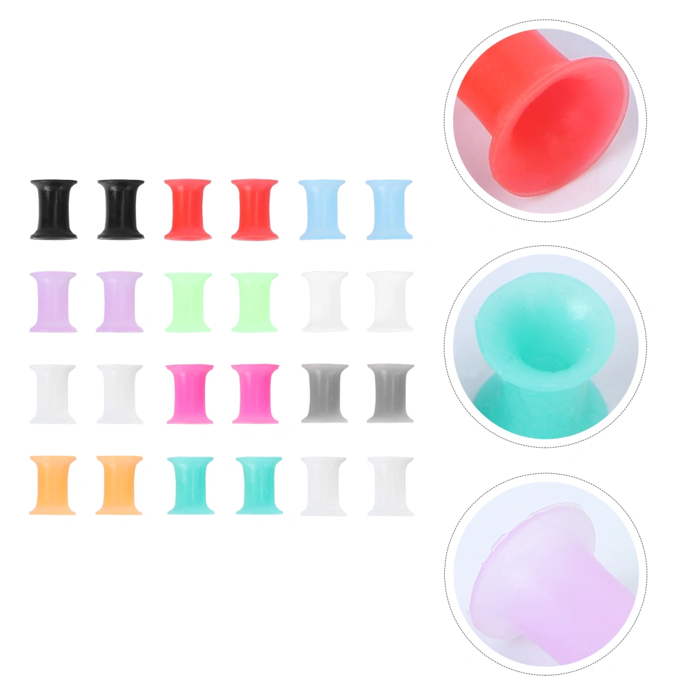 24pcs Silicone Ear Tunnels Plugs Ear Stretchers Expanders Double Flared Flesh Tunnels Ear Piercing Jewelry (Mixed Color 6mm)