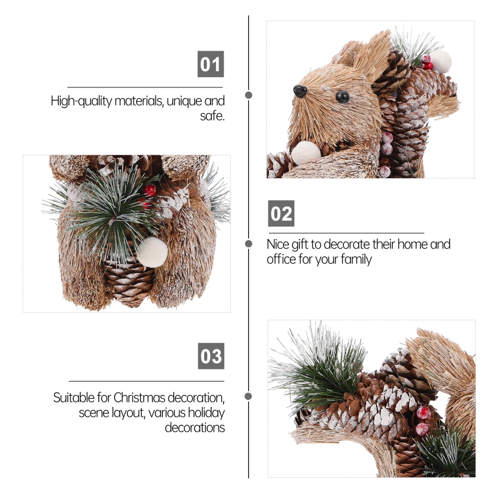 1PC Simulated Pine Cone Squirrel Ornament Lovely Vivid Little Squirrel Adornment