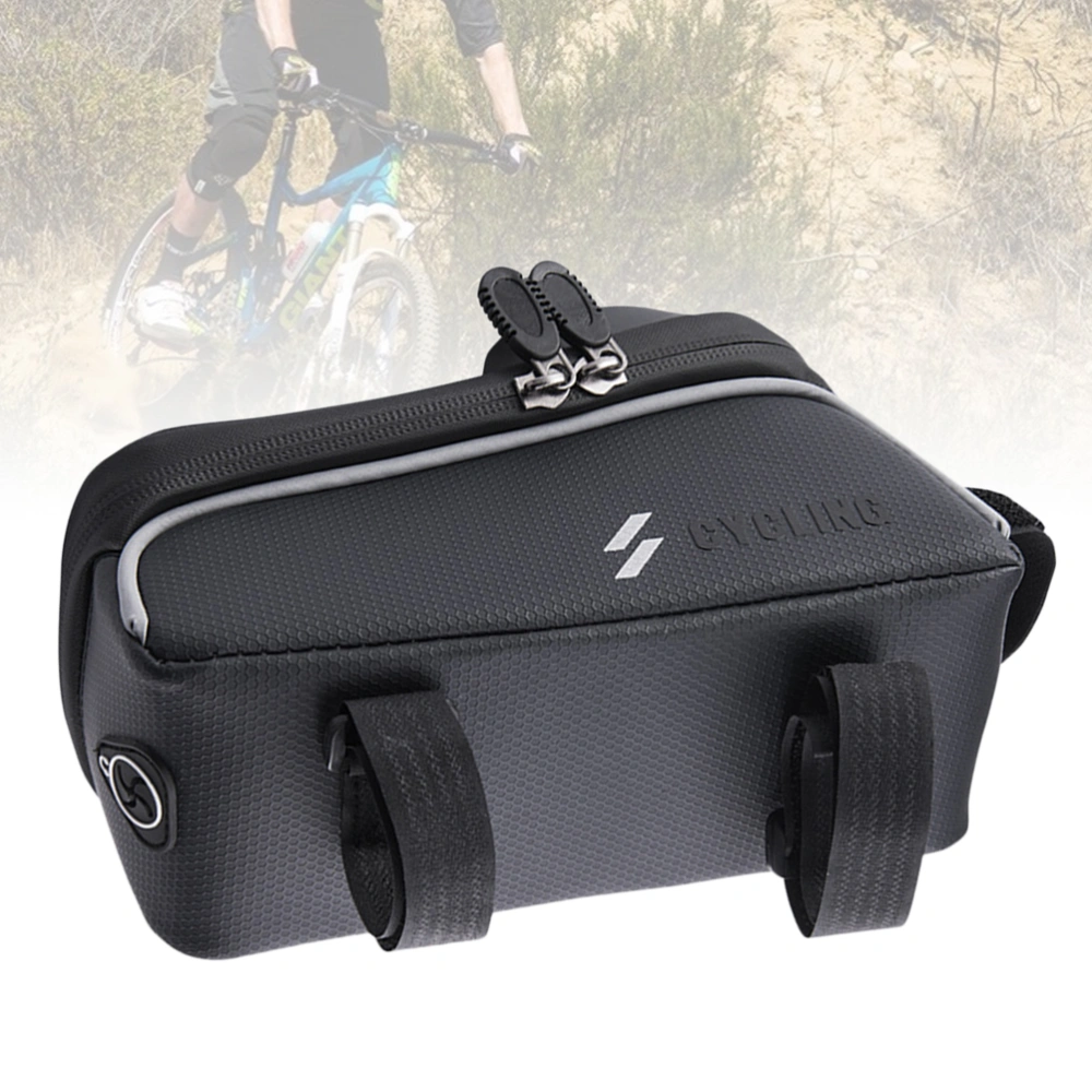 EVA Bike Front Beam Bag Waterproof Cycling Bag Bike Tube Bag Mountain Bike Pouch Outdoor Equipment (Black)