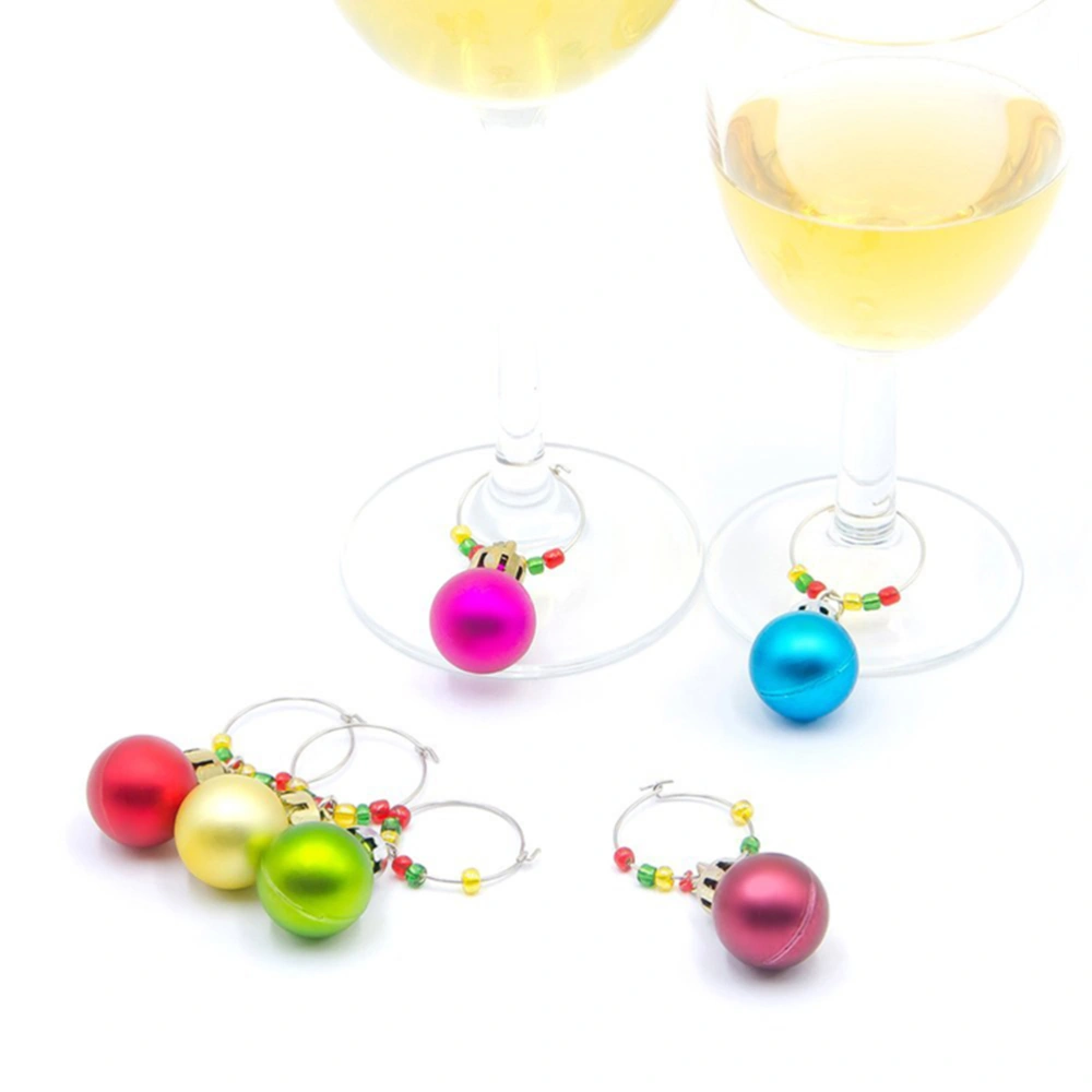 12pcs Christmas Wine Glass Marker Plastic Ball Ring Drinking Cup Identifier Cup Sign (Mixed Colors)