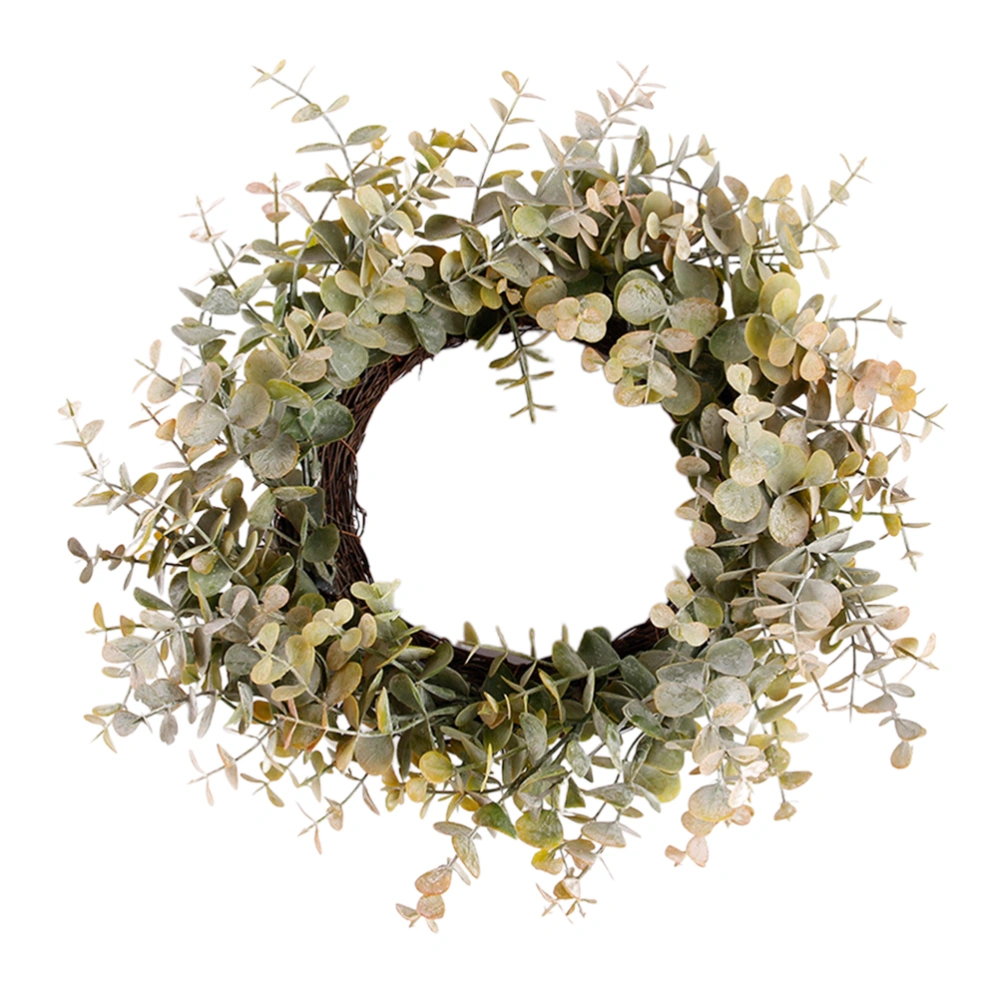 1Pc Simulation Eucalyptus Leaf Wreath Greenery Vines Wedding Backdrop Wedding Holiday Decoration Flower Arrangement (Orange)