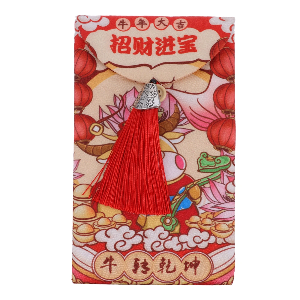 1pc Ox New Year Red Packet New Year Red Envelope Imitated Silk Red Packet