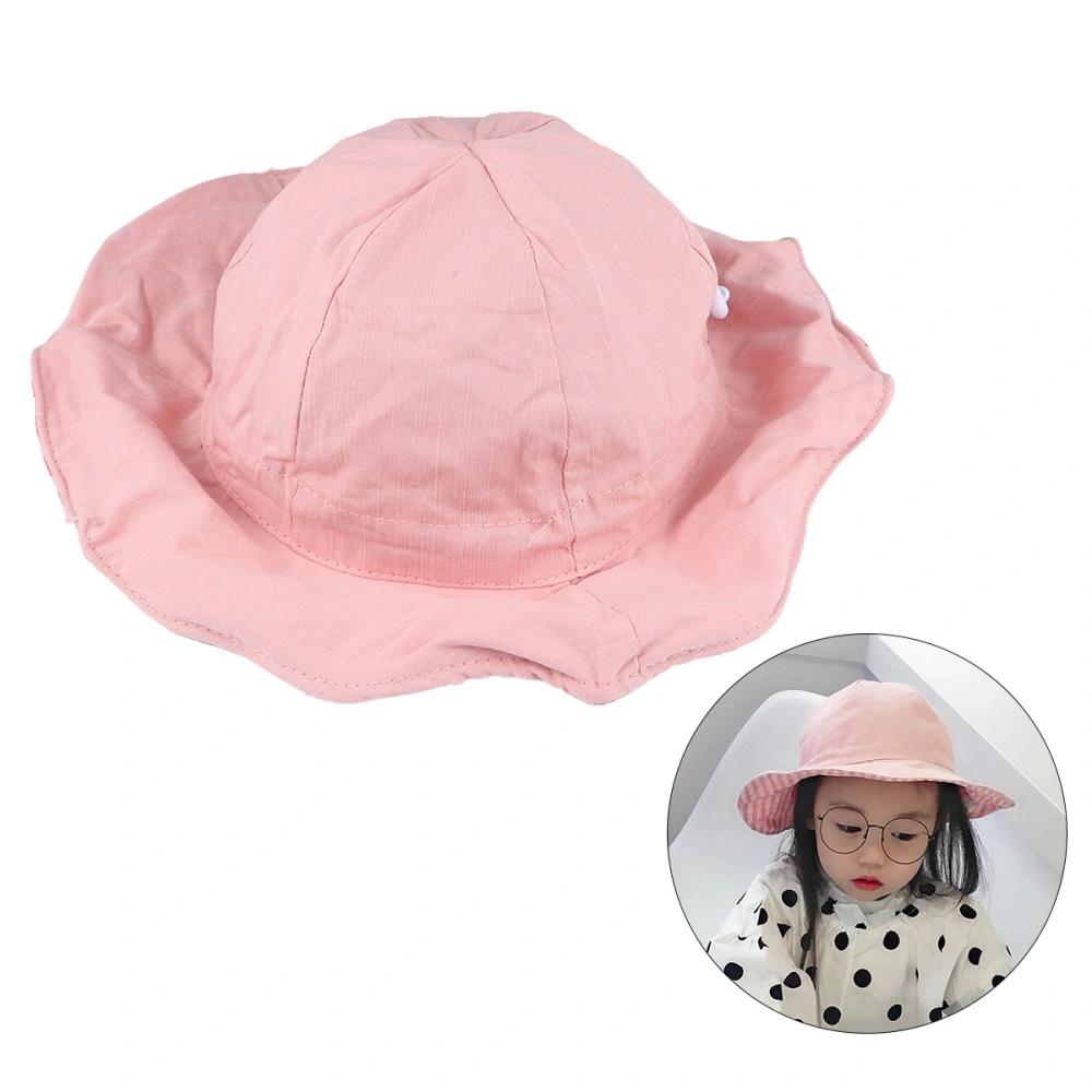 Breathable Sun Hat Double-sided Sunscreen Hat Cotton Sun Protection Lovely Fisherman Hat for Kids Children (Pink)