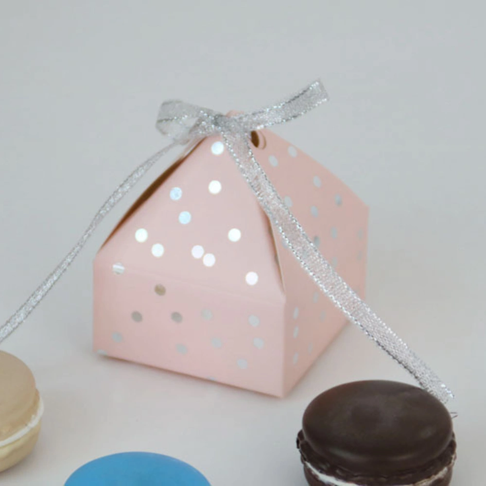 10pcs Wedding Pyramid Candy Boxes Sugar Bowls Pyramid Shape Sweets Boxes for Kids (Pink)