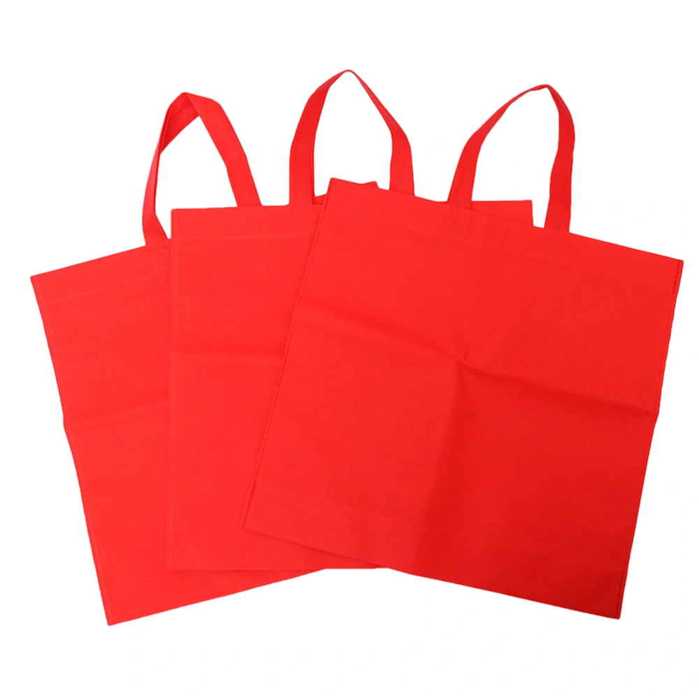 12 Pcs Eco-friendly Non-woven Fabric Grocery Bags Portable Heavy Duty Shopping Bags Gift Bags 45x35x12cm (Red)