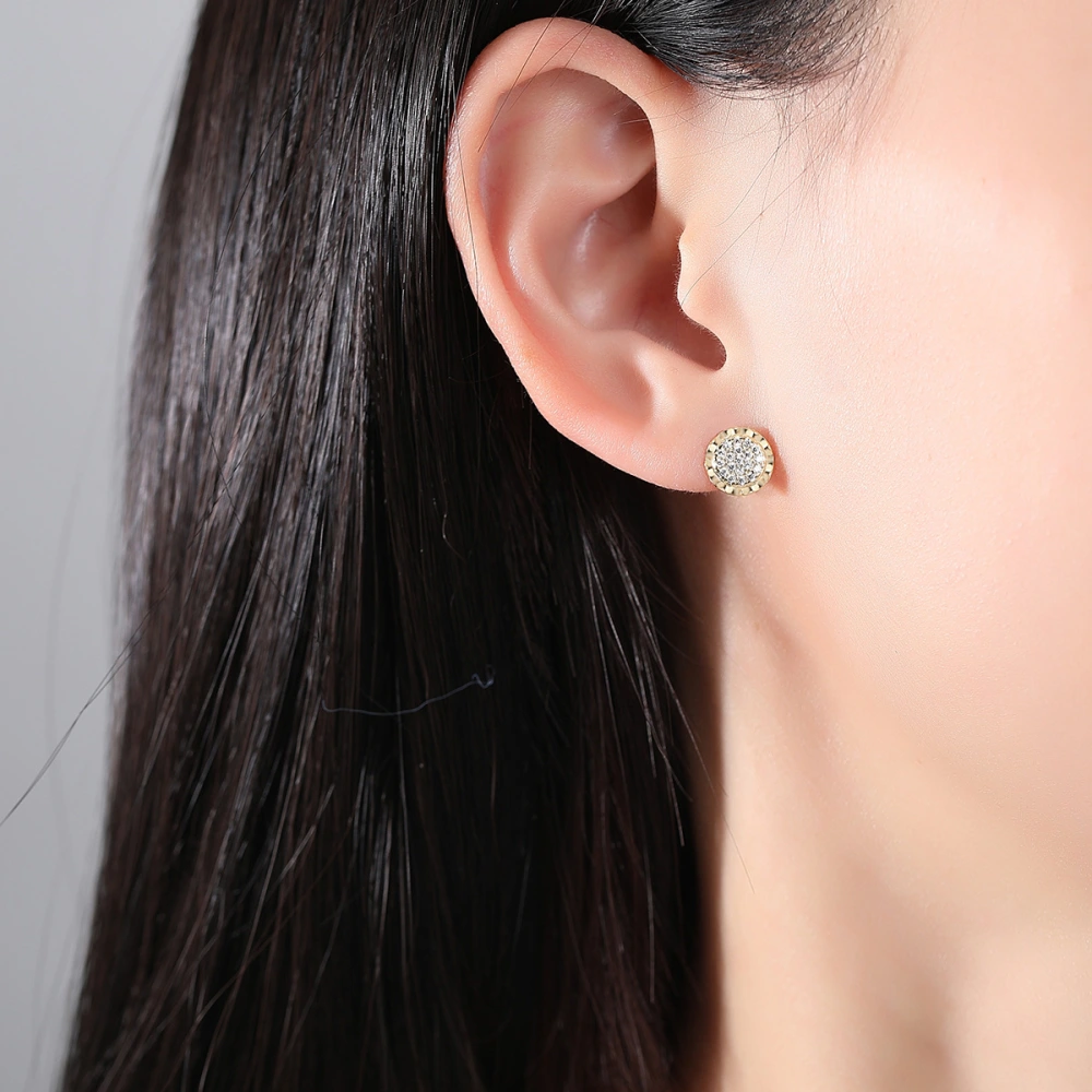 S925 Silver Micro Inlaid Zircon Sunflower Ear Studs