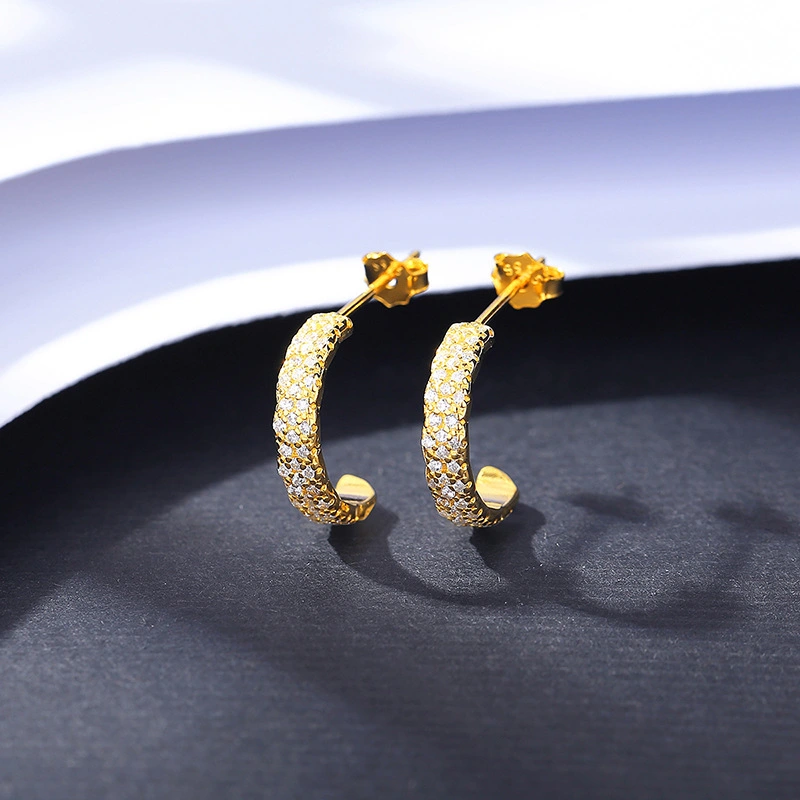 Fashion Micro Inlay Full Diamond S925 Silver Stud Earrings