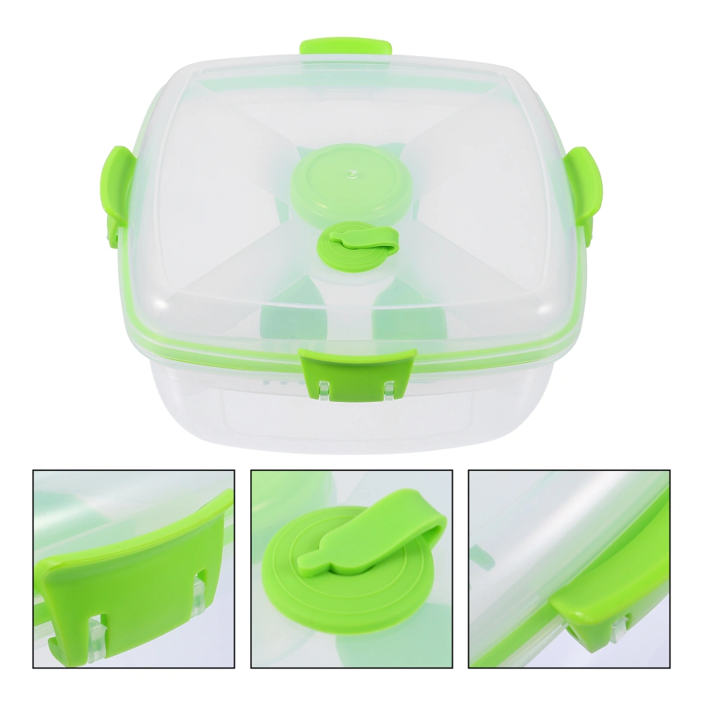 Plastic 1200ML Kitchen Double Layer Sealing Box Salad Bento Container Food Box