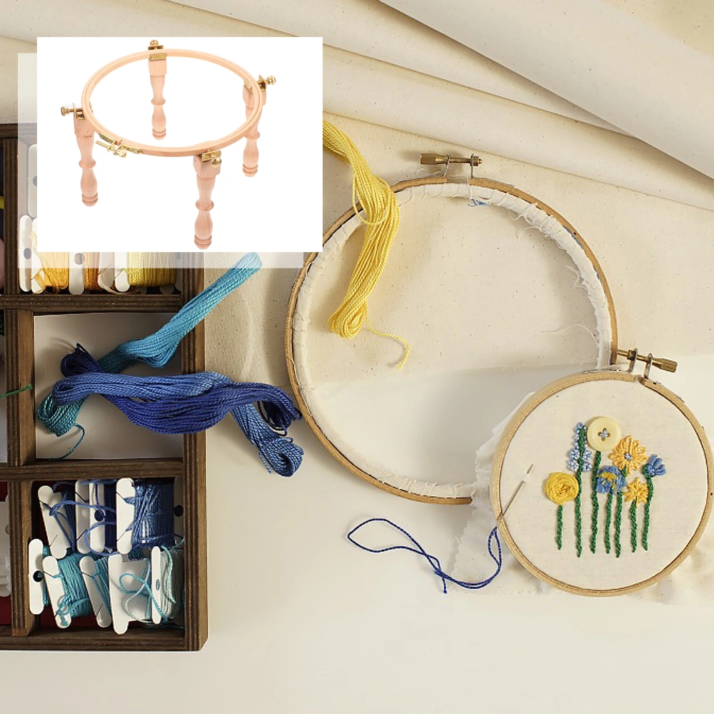 1 Set Wooden Embroidery Stand Cross Stitch Ring DIY Embroidery Frame Rack