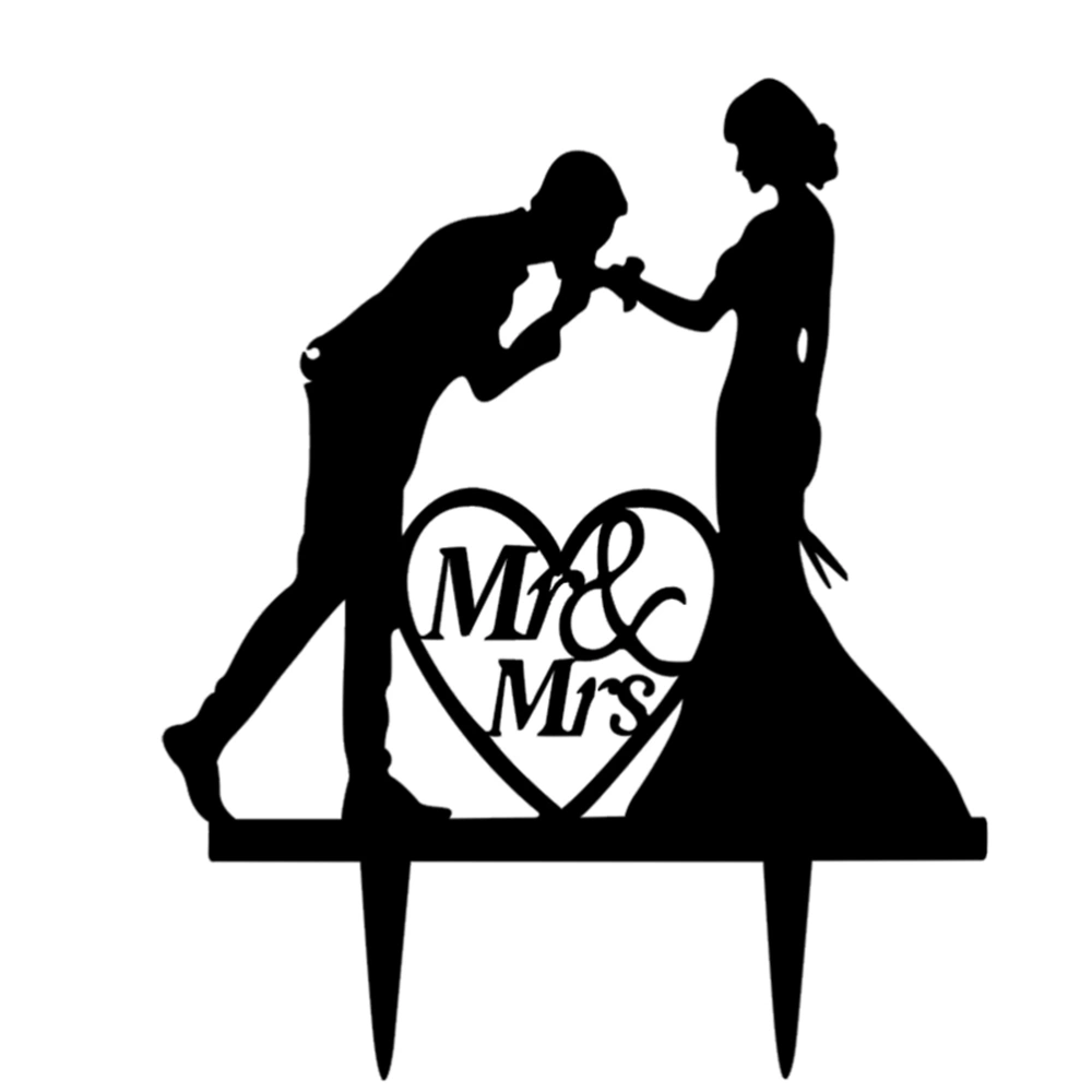 Acrylic Mr & Mrs Cake Topper Decorative Bride and Groom Cake Picks for Wedding Party Decoration