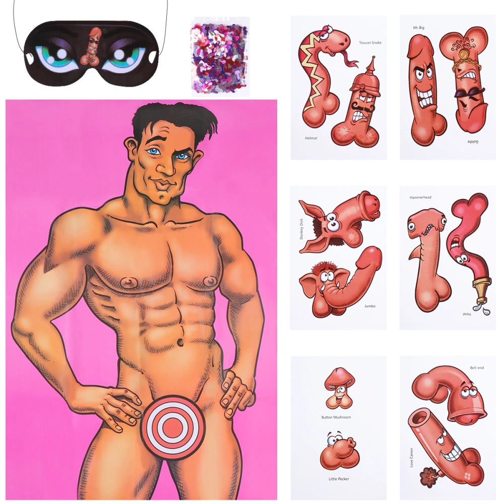 Amosfun Pin The Willy On Billy Hen Party Bachelorette Girls Night Drinking Game Kit for Single Party Club Festival (As Shown)