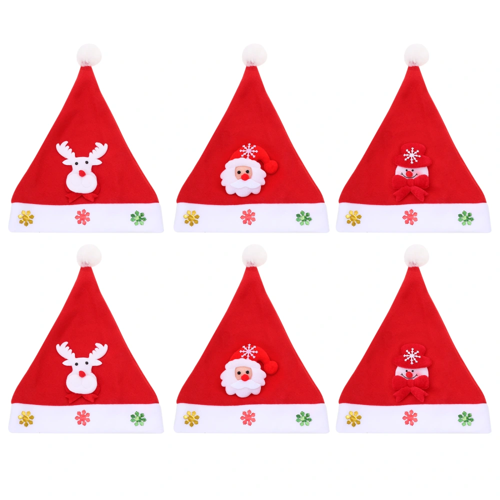 6pcs Children Christmas Hats Christmas Decorative Hat Elk Santa Snowman Hats