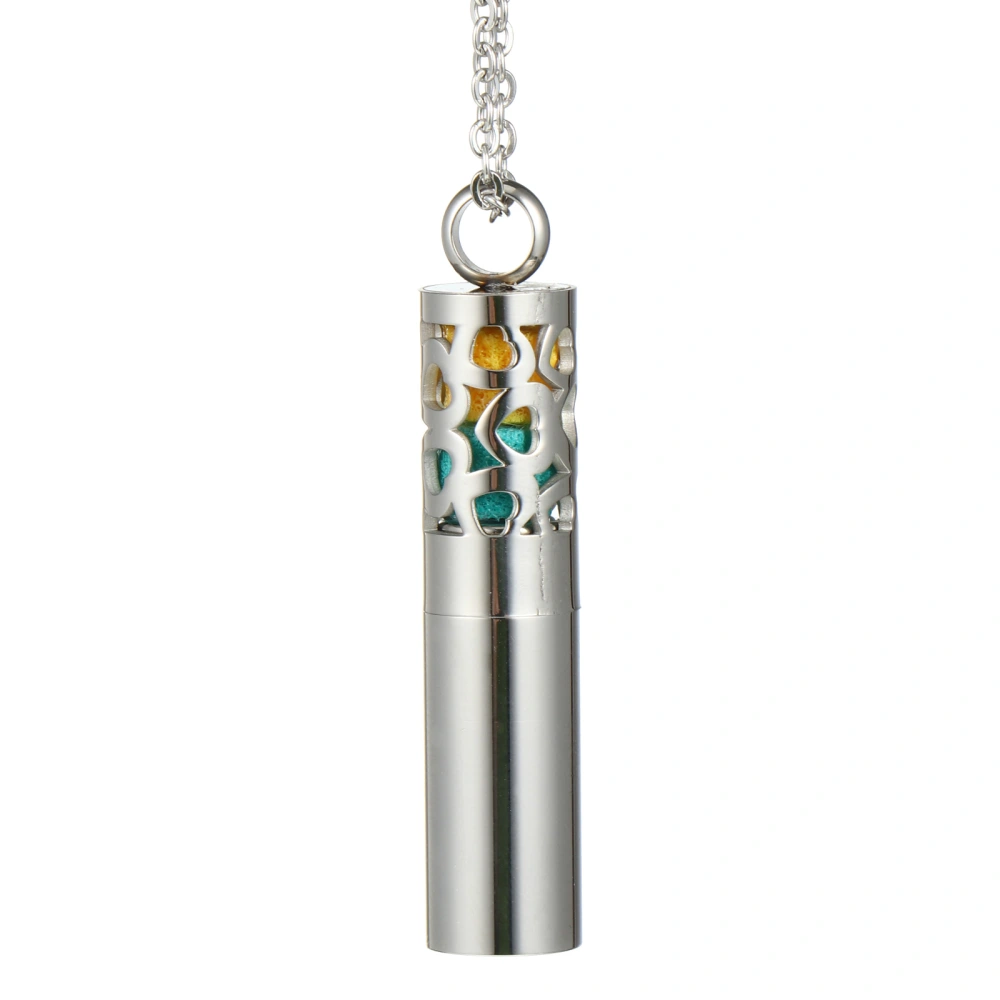 1 Set Stainless Steel Aromatherapy Necklace Pendant Perfume Bottle (Sliver)