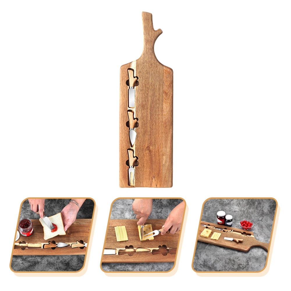 1 Set of Unique Wood Cheese Board Kit Cheese Serving Tray for Home Use