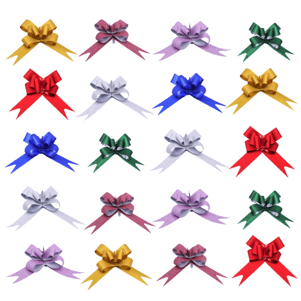 50Pcs 9cm Beautiful Pull Bowknots with Snowflake Pattern Christmas Decorative Pull Bowknots Gift Box Pull Bows Bowknot Ribbon(Mixed)